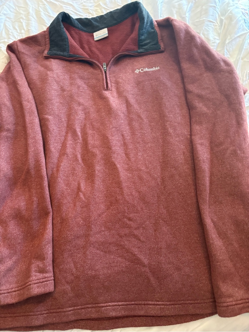 Columbia Men's Half-Zip Pullover in Rust with Black Collar